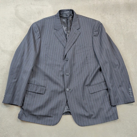 Andrew Fezza Blazer 48R Mens Navy Blue Pinstripe 100% Worsted Wool Suit Jacket — photo 2